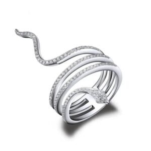 Bague Serpent Argent Massif Zirconium Femme — Serpent Univers