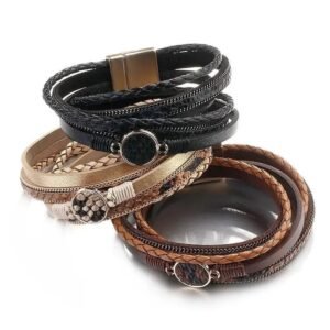 Bracelet Serpent Cuir Beige Femme — Serpent Univers