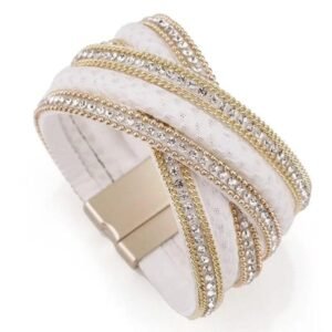Bracelet Serpent Cuir Blanc Femme Raffiné — Serpent Univers