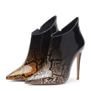 élégance Audacieuse Avec Nos Bottines Serpent Verni Chic! Marron / 33