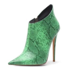 Bottines Serpent Vert Talon Fin Femme — Serpent Univers