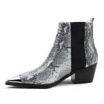 élégance Audacieuse: Bottines Style Chelsea Serpent En Cuir Véritable! - 36