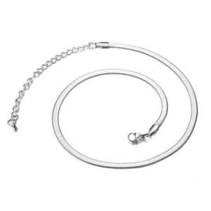 Collier Serpent Maille Plate Argent — Serpent Univers