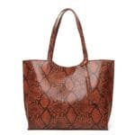 élégance Et Sécurité: Votre Sac Cabas Serpent En Simili Cuir!