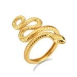 élégance Intemporelle: Bague Serpent En Argent Massif Doré!