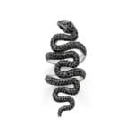 élégance Mystérieuse: Bague Serpent Zirconium Noir à Porter!