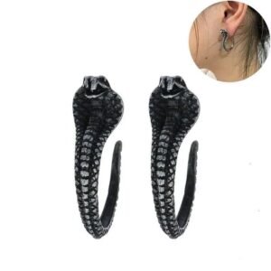 Boucle d&rsquo;Oreille Cobra Noir Femme — Serpent Univers