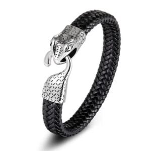 Bracelet Serpent Cuir Homme Ouroboros — Serpent Univers