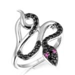 Bague Serpent Diamant Noir Acier Inoxydable