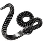 Bague Serpent Python Noir Acier Inoxydable