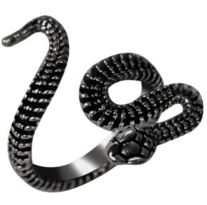 Bague Serpent Python Noir Acier Inoxydable — Serpent Univers