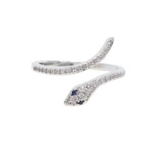 Bague Serpent Diamant Zircon Argent — Serpent Univers