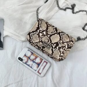 Sac Bandoulière Serpent Imprimé Python Noir — Serpent Univers