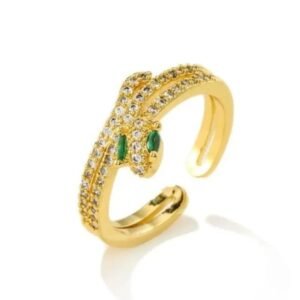 Bague Serpent Dorée Taille Réglable Zircon — Serpent Univers