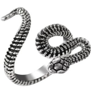 Bague Python Argenté Acier Inoxydable 316L — Serpent Univers