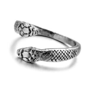 Bague Serpent Double Tête Acier Inoxydable Homme — Serpent Univers