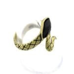 Sublimez Votre Style Avec La Bague Serpent Rétro En Agate Noire!